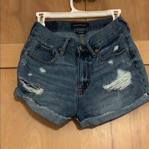 Aeropostale Women's Distressed Jean Shorts - Blue